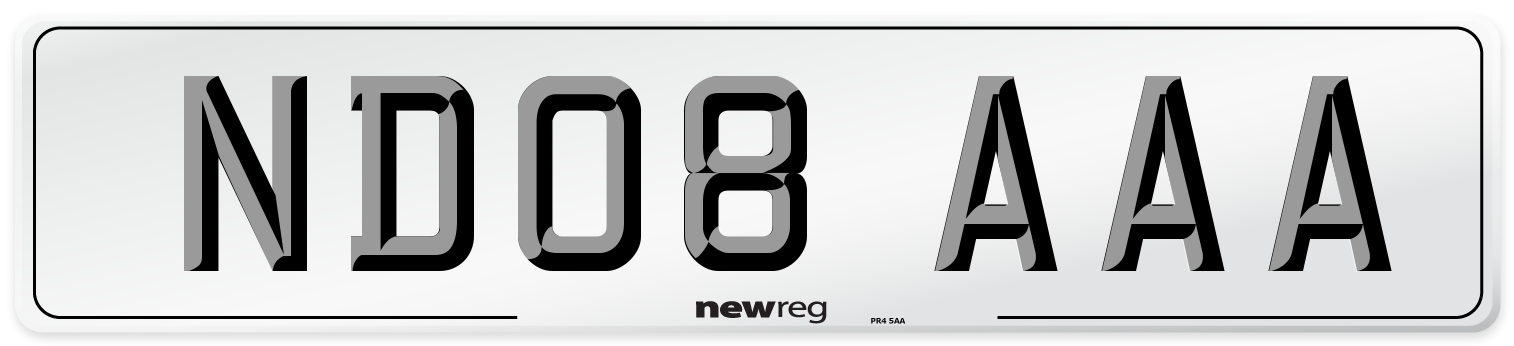 ND08 AAA Number Plate from New Reg
